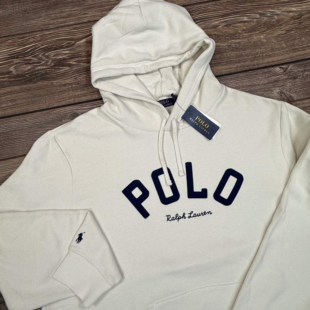 Polo Ralph Lauren Mens Hoodie Size‎ XXL Parchment Cream Logo Fleece NEW